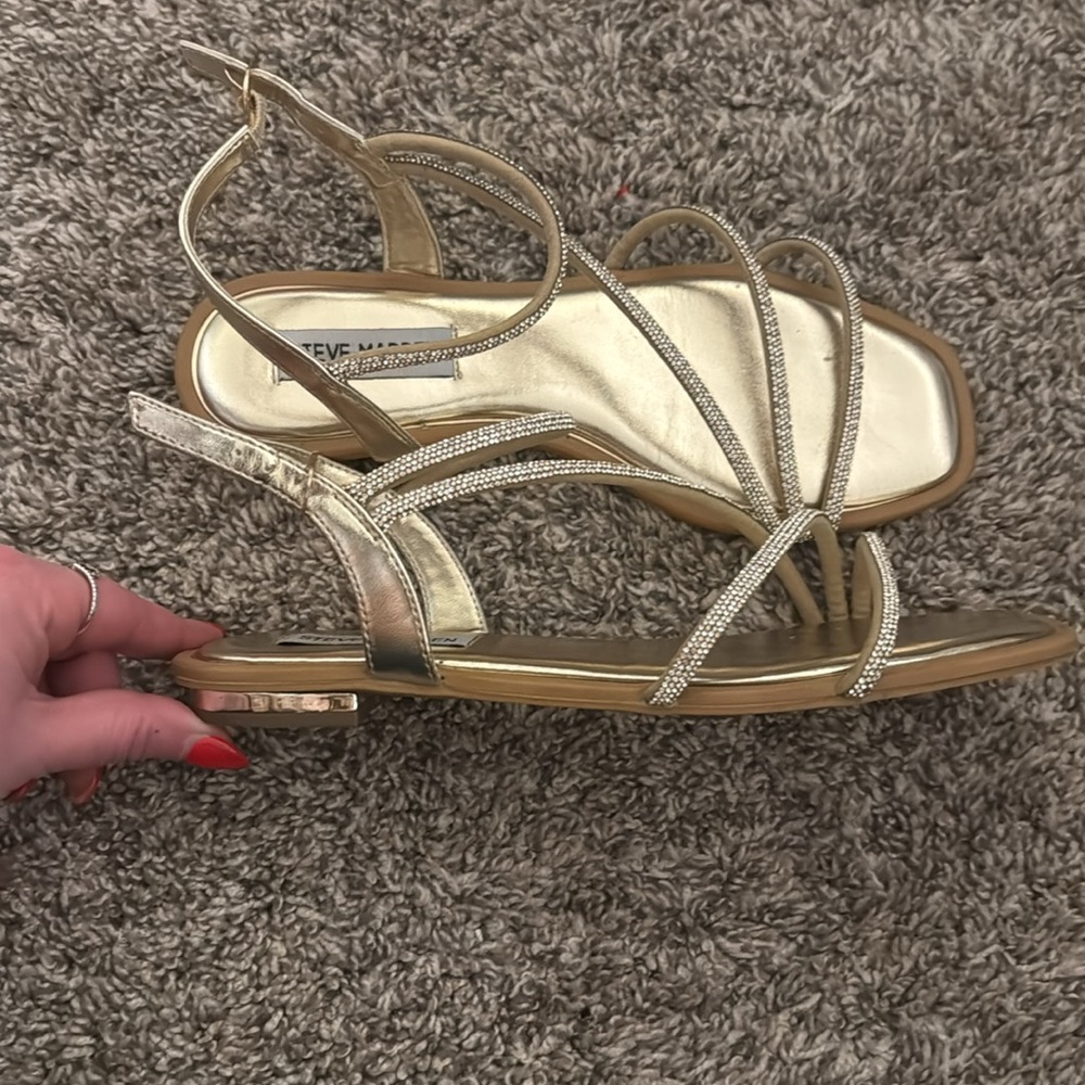 Steve Madden Gold Strappy Sandals - Picture 2 of 3